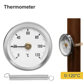1 Термометър с клипс от неръждаема стомана 0-120 ℃, на тръбата на тръбата, Отопление Пружинен Домашен Термостат, термометър за бойлер Smart Life, фурната