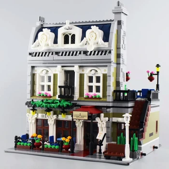 15010, Набор от модели с изглед към улицата, Парижки ресторант, Сгради строителни блокове, 2418 бр., тухли, Съвместими играчка, подарък 10243