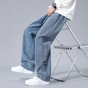 2023 Нови широки дънки, мъжки градинска дрехи, Модерни всекидневни спортни панталони в стил Харадзюку, Японски Прости мъжки дънки, Дънкови панталони