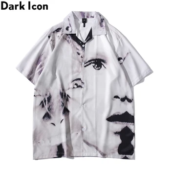2023 Новият Годишен 3D Тъмен Икона Реколта Улични Мъжки Ризи С къс ръкав От Модно Тънък Материал, Хавайска риза, Мъжка Блуза, Мъжки Блузи