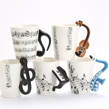 230 мл/370 мл креативните керамични чаши за кафе с дръжка в стил музикалната цигулка, китара, кафеена чаша, чаша за вода, нови подаръци