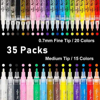 35 от Висококачествени акрилни маркери химикалки с много тънък и средни върха за наскальной бои на водна основа, бързо съхнещи, Нетоксичен, без мирис