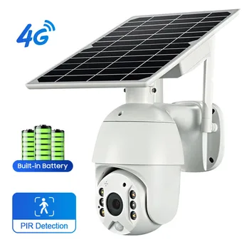 4G СИМ-карта и WiFi Слънчевата 5-мегапикселова IP камера Видеонаблюдение Външна PTZ камера PIR Motion Battery Защита на сигурността на Цветна нощ