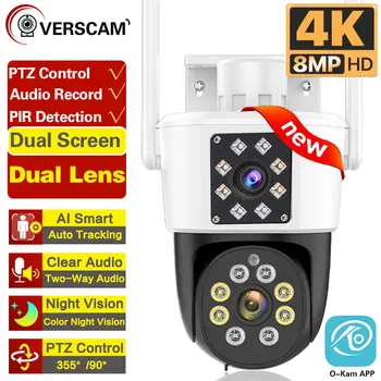 4K 8MP PTZ Wifi Камера Външна IP камера с Двойна екран за откриване на човек 4MP HD Външна Защита на Сигурността на ВИДЕОНАБЛЮДЕНИЕ Видеонаблюдение O-КАМ