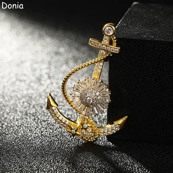 Donia Jewelry Европейската и американската мода, титановая брошка-котва с микро-инкрустация на цирконий AAA, луксозна ретро жени