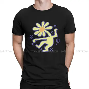 Haring Геометрична тениска с надпис Graffiti Head Yellow Sun, Графични Мъжки Тениски, Лятна Памучни Дрехи Harajuku, Тениска с кръгло деколте