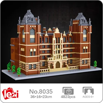 Lezi 8035 World Architecture Лондонския Кралски колеж на музикалното училище в 3D Мини Диамантени блокове Тухли Строителна играчка за деца Без кутия
