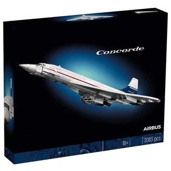 MOC 1:60-Голям Concorde 10318 Строителни блокове на Свръхзвуков полет Модел на пътнически самолет Забавни играчки за деца Подаръци на момчетата