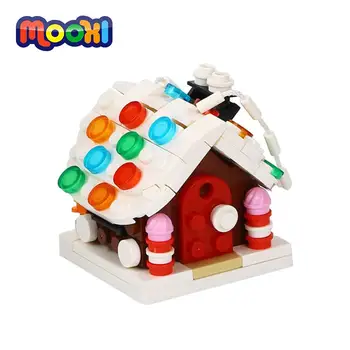MOOXI Коледен Човечето Къща 101 бр. MOC Тухли Творчески Фестивал Къща От Бонбони Висящи Строителни Блокове на Детски Играчки Подарък MOC0103