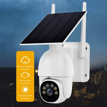 Solor Камера 1080P Безжична WiFi камера, Безжични камери за сигурност на слънчева батерия, Акумулаторна батерия за домашна сигурност