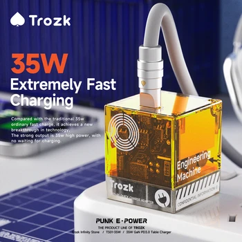 Trozk TS01-35w Infinite Gem 35w Галиев арсенид Бързо зарядно устройство ще захранване на Корона Зарядно Устройство Корона Pd Щекер кабел за зареждане за iPhone Адаптер за Зарядно Устройство