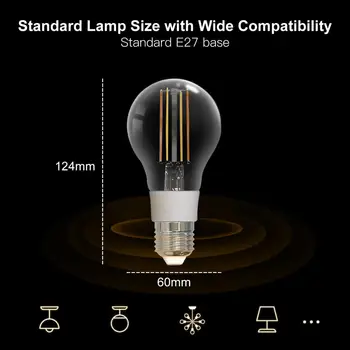 WiFi Умна лампа с нажежаема жичка Led лампа с регулируема яркост осветление Поддръжка на Smart Life Home Control