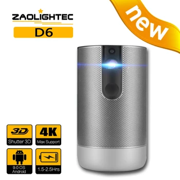 ZAOLITGHTEC D6 Мини Преносими DLP Проектор Smart Андроид WIFI TV Video Pico LED за мобилен смартфон с Full HD 1080P PC 4K Cinema