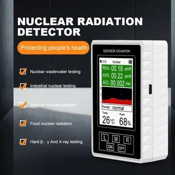 Бета-Гама от рентгенови лъчи Тестер LCD Дисплей на Монитора Радиация М с Подсветка Гама-тестер Радиоактивност Температура Влажност