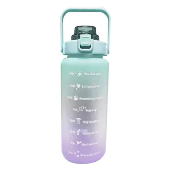 Бутилка за вода с голям капацитет на Пълнене 2 л с отскакивающей капак, напомняне за скалата на време, мат запечатани чаша за спорт на открито, Фитнес