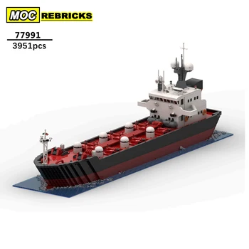 Военен боен кораб от серията Red Oil Tanker MOC Building Block Колекция от експерти DIY Модел на Технология Образование Тухлена играчка за подарък