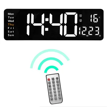 Големи дигитални стенни часовници, показване на температура, дата, седмица, дистанционно управление, изключване на захранване, памет, настолни часовници, стенни Двойни часовници, led часовници