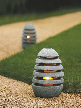 Градинска морава лампа водоустойчив японската градина ландшафтна лампа, Градинска лампа имитация на камък фенер моделиране градина вила лампа