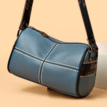 Дамска кожена чанта с 3 слоеве на раменния колан от телешка кожа с Капацитет