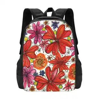 Дизайнерска чанта С цветен модел 1C, Ученическа Раница Fantaisiste Fleur Joyeuse Lyrique Couleur Dr?Le Rouge, Многоцветен