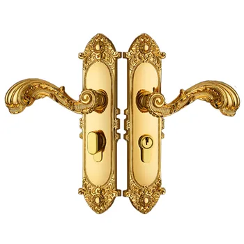 Европейски Замък За стая Златни Месингови Брави Вътрешна Дървена Врата Антични Писалка, Определени Замъци Вътрешен Медальон На Фасадата На Вила Луксозни Комплекти Брави за Спални