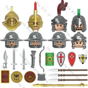 Единствената продажба на Средновековен Рицар-войн, Римски войник, Броня, каска, Градивни елементи, Фигурки, Аксесоари, играчки За деца XH0320
