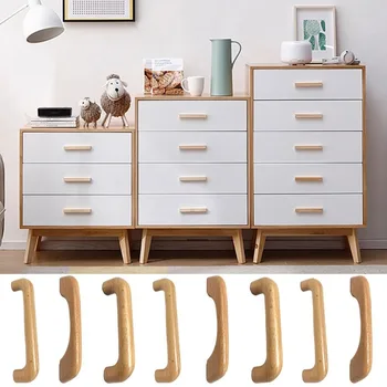 Естествена масивна дървена дръжка За шкаф Дървени прибиращи дръжки за Вратите на шкафове чекмеджета на шкафа Мебели за кабинет с винтове