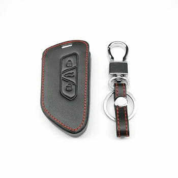 Калъф за ключове на автомобила с дистанционно управление, Защитен Кожен калъф, 3 Бутона, Държач за Smart Keychian За VW Volkswagen Golf 8 MK8 2020 Skoda Box