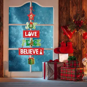 Класически Коледни елементи на декора, празнични коледни стикери на вратите, пакет от 6 теми с участието на Дядо Коледа, Снежен човек, Северен елен, за помещение/на улицата