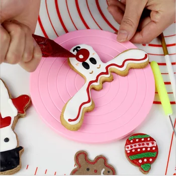Коледен Въртяща се маса за торта със Собствените си Ръце, Мини-Пластмасов Въртяща се Маса за Торта, Кръгла Поставка за сладкиши, Въртящи Кухненски Инструмент