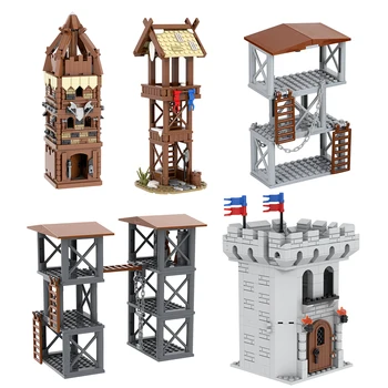 Креативна военната серия War Outpost Sentry Tower Средновековна модел MOC Brick Building Block Assembly Играчка за деца Подарък възрастни