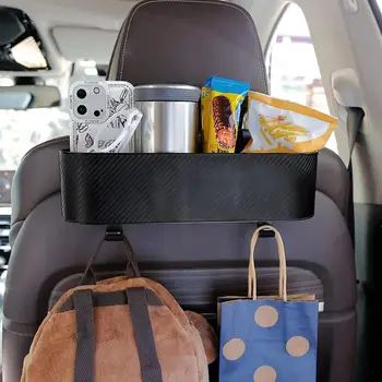 Кутия за съхранение на столчета за автомобил Многофункционална чанта за съхранение на задната седалка Органайзер за почистване на задната седалка на Автомобила с подстаканником Аксесоари
