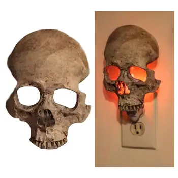 Лампа с черепа, фарове-скелет на Хелоуин, лампа-статуята на черепа, лека нощ-скелет за клуба, интериор на къща с духове, празник, парти