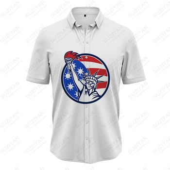 Лятна нова мъжка тениска с къс ръкав, дамски тениска Liberty, модни свободна ежедневната мъжка тениска мъжка риза с големи размери, облекла