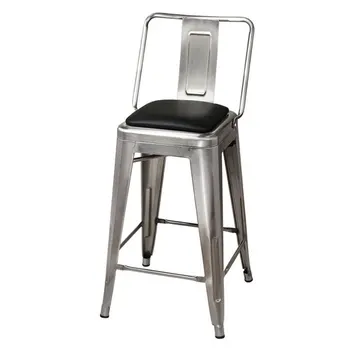 Метален стол със средна облегалка с диаметър от 24 инча, обтянутый веганской кожата, оружейным метал
