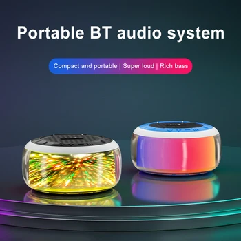 Мини Bluetooth Високоговорител С цветни светлини Говорител 1000 mah Безжичен високоговорител с шумопотискане Радио Субуфер Звукова кутия с каишка