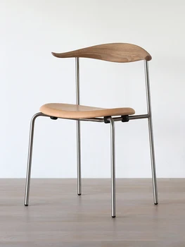 Модерен класически възбудена стол за хранене на стол с облегалка от масивна дървесина и неръждаема стомана simple ins single chair
