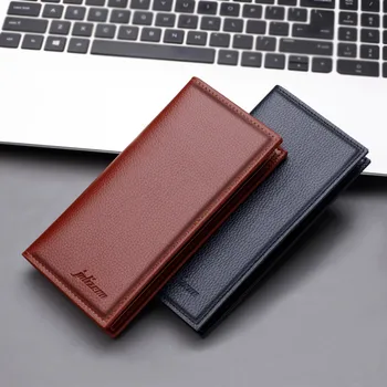 Модерен Мъжки бизнес портфейл от естествена кожа, с две отделения, държач за кредитни карти, Чековата книжка, в чантата е с Голям капацитет, дълъг портфейл, Клатч, притежателите на