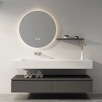 Модерен прост шиферный шкаф за баня, вградена мивка, комбинирана баня с мивка по поръчка за измиване на лицето от вятъра басейн