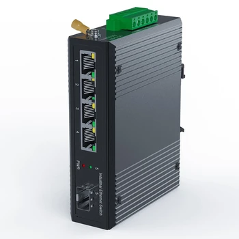 Модулна 5-портов Промишлен Poe Gigabit Ethernet switch на Din-шина, 4-портов суич със SFP 10/100/1000 Mbit/s IP40 Неуправляем изход 48