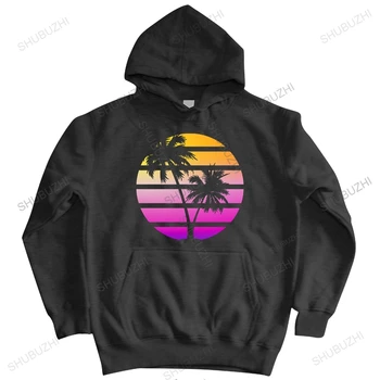 мъжки брандираната hoody с качулка есен памучен hoody лилав цвят, изкуствена вълна, стил Sunset Retrowave, многоцветен светкавица, модни топло hoody унисекс