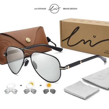 Мъжки Поляризирани Слънчеви очила в рамка от авиационен сплав, Фотохромичните Слънчеви очила, Мъжки Брендовый дизайн, Мъжки Слънчеви очила с UV400, защитни очила за шофиране