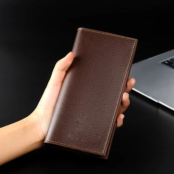 Мъжки портфейл с няколко карти, дълга ръчна чанта от мека кожа, голяма чанта за карти, бизнес случайни портфейл