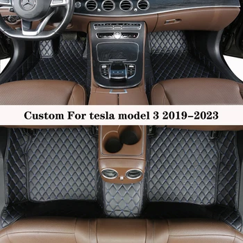 Обичай Авто подложка за Tesla Model 3 2019 2020 2021 2022 2023, устойчив на абразия, Пълен комплект, Кожена Подложка за Краката, Автоаксессуар