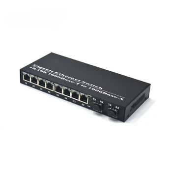 Оптичен комутатор POE 1.25 G 2SFP Влакна + 8 Портове 10/100/1000 Mbps IEEE 802.3 af/at Over Ethernet IP камера