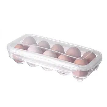 Пластмасова Кутия За яйца, Кухненски Кутия за съхранение на Яйца, Държач за яйца с 18 Мрежи, Штабелируемые Организаторите за съхранение Във фризера, Контейнер за съхраняване на яйца