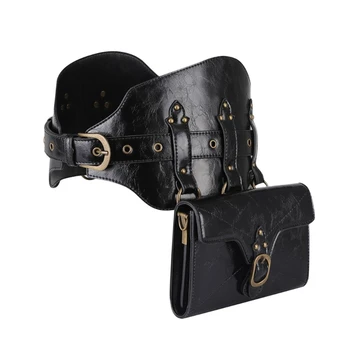 Поясная чанта в стил steampunk, поясная чанта, модерен готически набедренный каишка от изкуствена кожа, чантата за пътуване, туризъм, спортни чанти за жени E74B