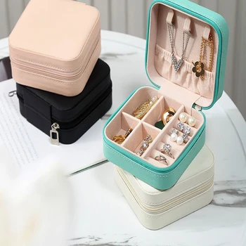 Преносим ковчег за бижута Обеци-карамфил Пътни в корейски стил Антиоксидантни Компактни пръстени Ушни шипове Ковчег за бижута Кутия за съхранение на бижута