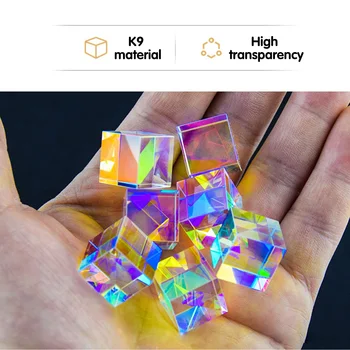 Призма от оптично стъкло за призма на разсейване RGB, Подарък за физика от кристален материал, призма под формата на рейнбоу куба, Начало декор за обучение световому спектър
