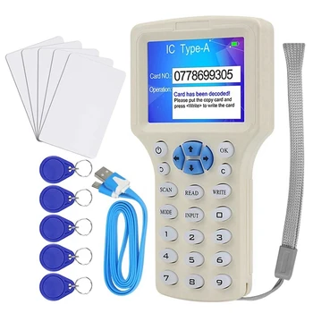 Програмист на смарт карти с 10 честоти NFC Програмист смарт-карти, 125 khz 13,56 Mhz Криптирани и декодер с възможност за запис на ключ